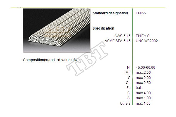 Que hàn Tig Nickel Alloy 55 Coated Electrodes