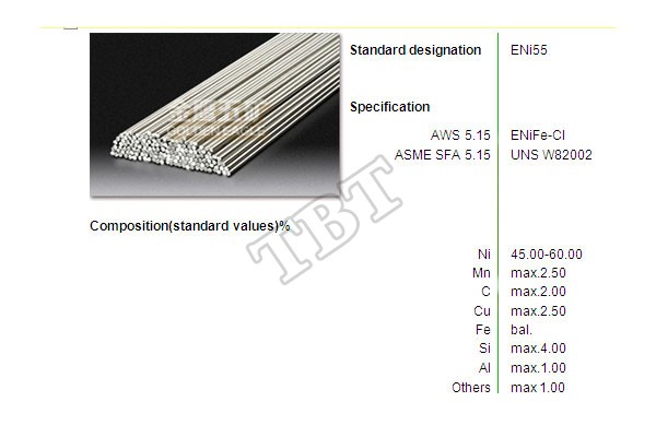 Que hàn Tig Nickel Alloy 55 Coated Electrodes