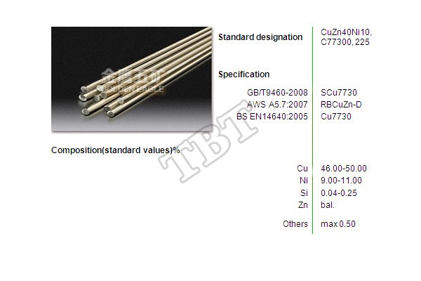 Que hàn Tig Nickel Silver : CuZn40Ni10